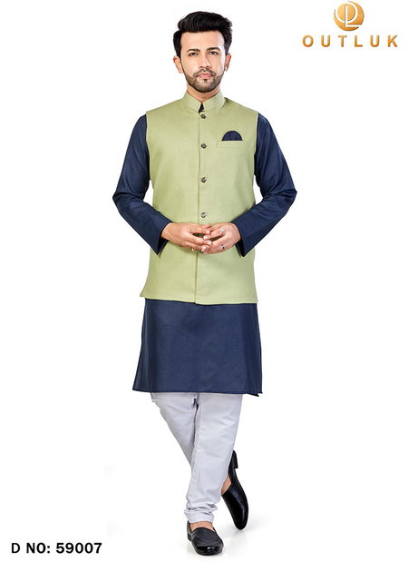 Pista Green Outluk Vol 59 Wedding Wear Kurta Pajama With Jacket Mens Collection 59007